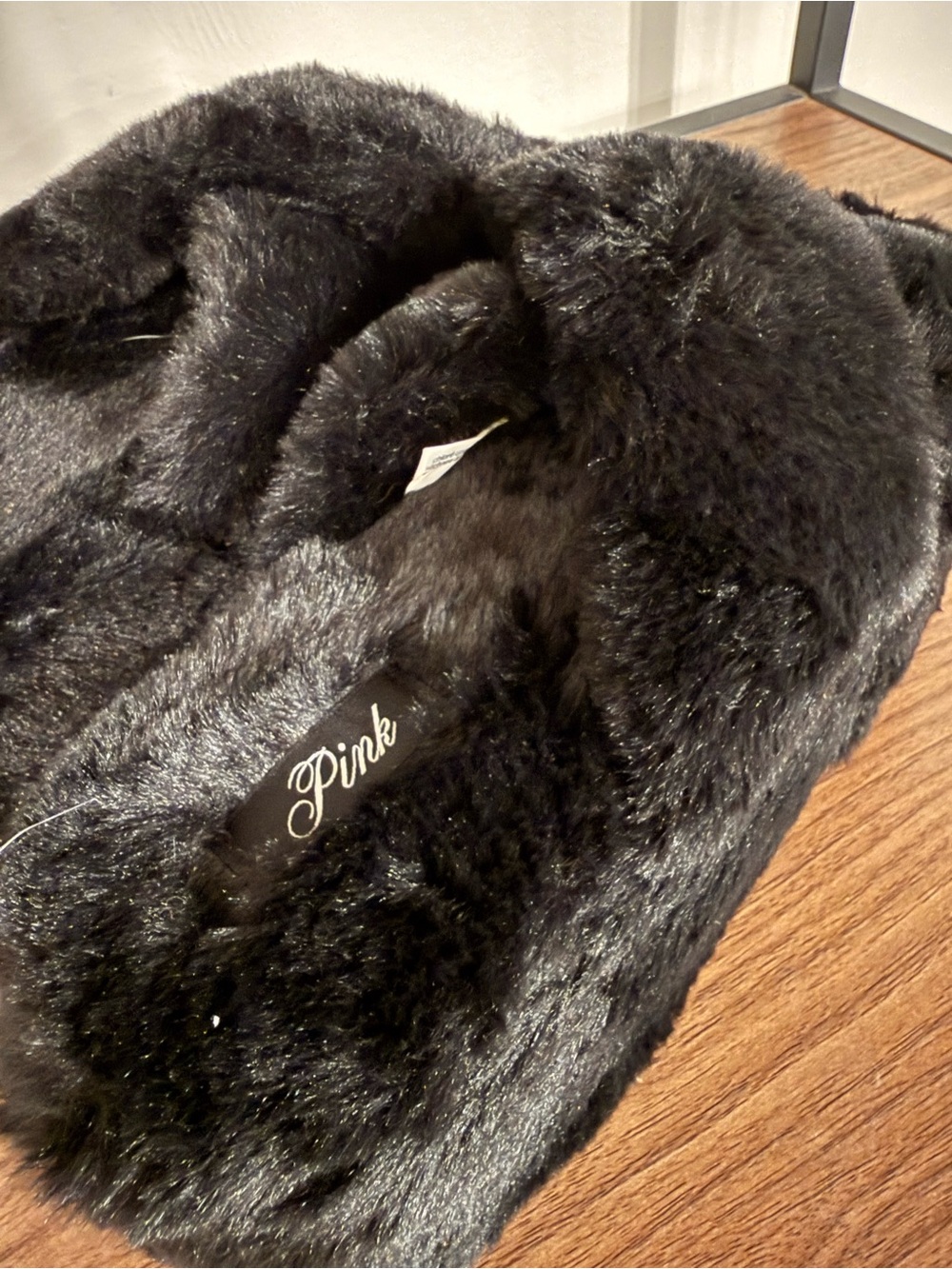 Victoria’s Secret PINK black faux-fur jacket/coat.